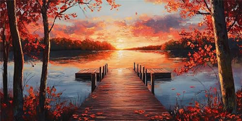 Malen Nach Zahlen Erwachsene BrüCke, Malen Nach Zahlen Sonnenuntergang xxl Vorgedruckt High Definition Leinwand, Paint by Numbers Bastelset Erwachsene Mit Pinseln Acrylfarbe, Home Deko 30x60 cm Z-1364 von Jqynn