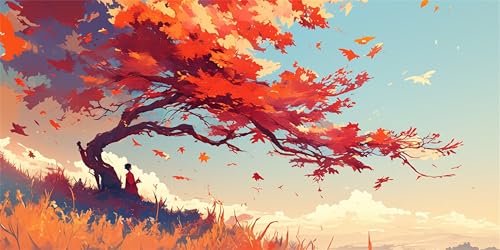 Malen Nach Zahlen Erwachsene Fall, Malen Nach Zahlen Baum xxl Vorgedruckt High Definition Leinwand, Paint by Numbers Bastelset Erwachsene Mit 3 Pinseln Acrylfarbe, Home Deko Geschenk 50x100 cm Z-1373 von Jqynn