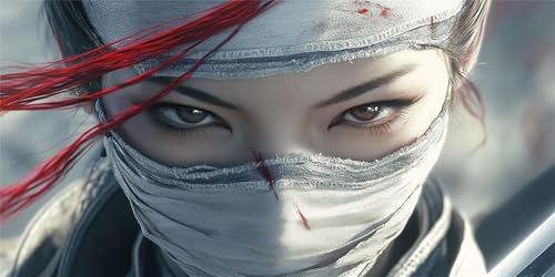 Malen Nach Zahlen Erwachsene Japan, Malen Nach Zahlen Ninja xxl Vorgedruckt High Definition Leinwand, Paint by Numbers Bastelset Erwachsene Mit Pinseln Acrylfarbe, Home Deko Geschenk 50x100 cm Z-1389 von Jqynn