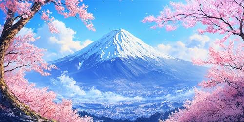 Malen Nach Zahlen Erwachsene KirschblüTe, Malen Nach Zahlen Haus xxl Vorgedruckt High Definition Leinwand, Paint by Numbers Bastelset Erwachsene Mit 3 Pinseln Acrylfarbe, Home Deko 50x100 cm Z-1381 von Jqynn