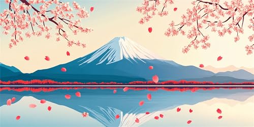 Malen Nach Zahlen Japan, Malen Nach Zahlen Erwachsene, DIY Ölgemälde Leinwand Set mit 3 Pinsel und Acrylpigment für Frauen, Home Wand Deko Geburtstag Weihnachten Geschenk - 80x160 cm Berg Fuji Z-1383 von Jqynn