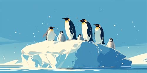 Malen Nach Zahlen Pinguin, Malen Nach Zahlen Erwachsene, DIY Ölgemälde Leinwand Set mit 3 Pinsel und Acrylpigment für Frauen, Home Wand Deko Geburtstag Weihnachten Geschenk - 40x80 cm Antarktis Z-1355 von Jqynn