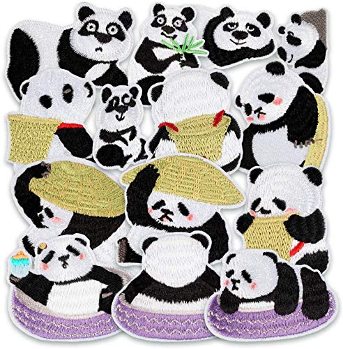 Jrancc Panda Patch 14 Teile Panda Aufnäher Applikation für Kinderkleidung, Rucksack DIY-Dekoration oder Kleidungsstücke, Reparatur von Schäden von Jrancc