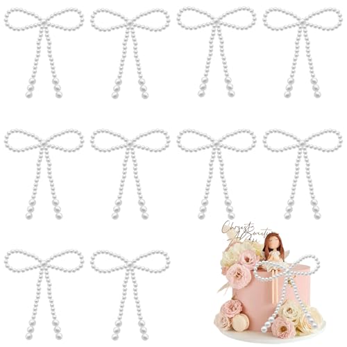 10 Stück Perlen-Kuchenaufsätze, 10,9 x 9,9 cm, weiße Perlen, große und kleine Perlen, elegante Cupcake-Topper für Hochzeiten, Geburtstage, Valentinstag und Babypartys, Partyzubehör 10 Stück Perlen-Kuchenaufsätze, 10,9 x 9,9 cm, weiße Perlen, große und kleine Perlen, elegante Cupcake-Topper für Hochzeiten, Geburtstage, Valentinstag und Babypartys, Partyzubehör von Jremreo