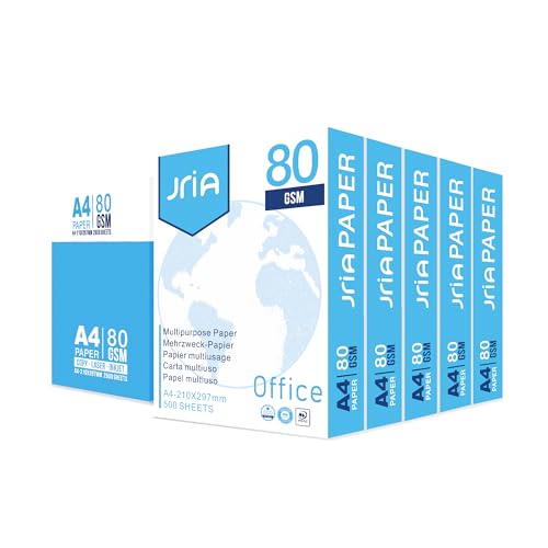 JriA Performer Kopierpapier A4 80 g/m² weiß - 2.500 Blatt (5x500) Multifunktionspapier für Drucker und Kopierer, hochwertig für Büro, Schule & Zuhause von JriA