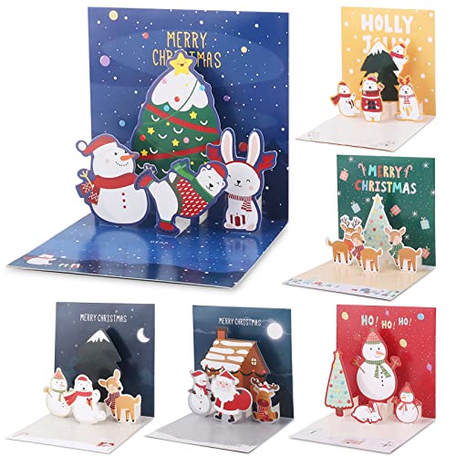 Jrisbo 6 Stück 3D Weihnachtskarten mit Umschlag Set, Weihnachtskarte mit unterschiedlichen Pop Up Motiven, Klappkarten Weihnachten Postkarten Karten 3D Grußkarte für Freunde Familie Jrisbo 6 Stück 3D Weihnachtskarten mit Umschlag Set, Weihnachtskarte mit unterschiedlichen Pop Up Motiven, Klappkarten Weihnachten Postkarten Karten 3D Grußkarte für Freunde Familie von Jrisbo
