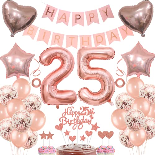 Deko 25. Geburtstag frau Tortendeko 25 Geburtstag frauen Deko Geschenk für 25. Geburtstag frau Rosegold Geburtstag 25 frauen 25 jahre Geburtstag deko Ballon 25 Geburtstag 25 jahre frau von Jrzyhi