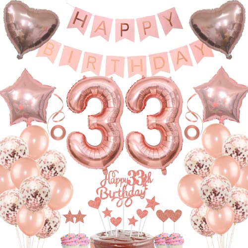 Deko 33. Geburtstag frau Tortendeko 33 Geburtstag frauen Deko Geschenk für 33. Geburtstag frau Rosegold Geburtstag 33 frauen 33 jahre Geburtstag deko Ballon 33 Geburtstag 33 jahre frau von Jrzyhi