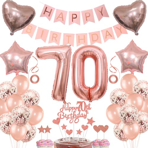 Deko 70. Geburtstag frau Tortendeko 70 Geburtstag frauen Deko Geschenk für 70. Geburtstag frau Rosegold Geburtstag 70 frauen 70 jahre Geburtstag deko Ballon 70 Geburtstag 70 jahre frau von Jrzyhi