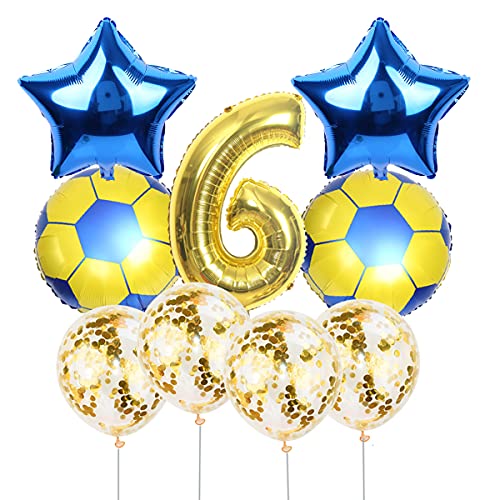 Jrzyhi Fußball Geburtstagsdeko Jungen: 9-teilige Deko mit Gold-Fußball, Stern und Zahl-Ballons, perfekt für Geburtstage und Babypartys, unisex, wiederverwendbar von Jrzyhi