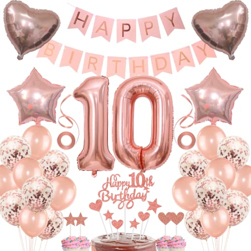 Deko 10. Geburtstag Mädchen Tortendeko 10 Geburtstag Mädchen Deko Geschenk für 10. Geburtstag Mädchen Rosegold Geburtstag 10 Mädchen 10 jahre Geburtstag deko Ballon 10 Geburtstag 10 jahre Mädchen von Jrzyhi