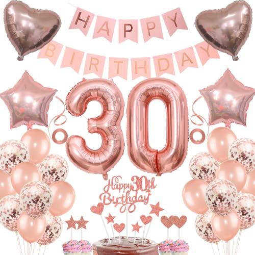 Deko 30. Geburtstag Frauen Tortendeko 30 Geburtstag Frauen Deko Geschenk für 30. Geburtstag Frauen Rosegold Geburtstag 30 Frauen 30 jahre Geburtstag deko Ballon 30 Geburtstag 30 jahre Frauen von Jrzyhi