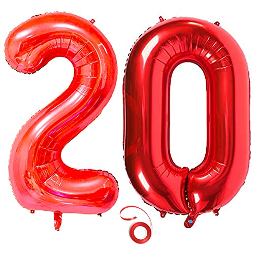 Jrzyhi Ballons Zahlen Luftballon 20.Geburtstag Rot Riesen Folienballon Zahl 20 Helium Nummer Große XXLNummer 20.Happy Birthday 20Jahre Riesenzahl Ballons für Geburtstag, Hochzeit Party Deko 100CM Jrzyhi Ballons Zahlen Luftballon 20.Geburtstag Rot Riesen Folienballon Zahl 20 Helium Nummer Große XXLNummer 20.Happy Birthday 20Jahre Riesenzahl Ballons für Geburtstag, Hochzeit Party Deko 100CM von Jrzyhi