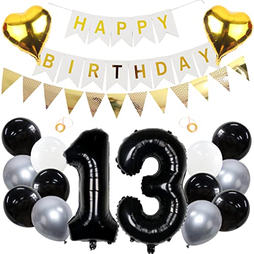Jrzyhi Schwarz Riesen Folienballon in 32" luftballon 13 Geburtstag Frau 13 Jahr Dekoration Zahl 13 Party Folienballon mit Latexballons,Herz Ballons,Banners für Hochzeit Jubiläum Party Deko Jrzyhi Schwarz Riesen Folienballon in 32" luftballon 13 Geburtstag Frau 13 Jahr Dekoration Zahl 13 Party Folienballon mit Latexballons,Herz Ballons,Banners für Hochzeit Jubiläum Party Deko von Jrzyhi