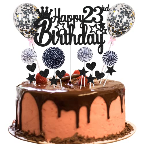 Tortendeko 23 Geburtstag Deko Happy 23th Birthday Tortendeko 23 jahre Frau Mann Kuchendeko 23. Geburtstag Frau Schwarz Tortendeko Mann Frau Hello 16 Glitter Cake Topper für 23 Geburtstag von Jrzyhi