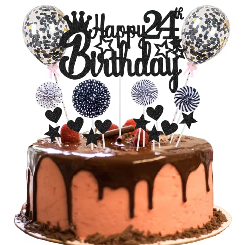 Tortendeko 24 Geburtstag Deko Happy 24th Birthday Tortendeko 24 jahre Frau Mann Kuchendeko 24. Geburtstag Frau Schwarz Tortendeko Mann Frau Hello 16 Glitter Cake Topper für 24 Geburtstag von Jrzyhi