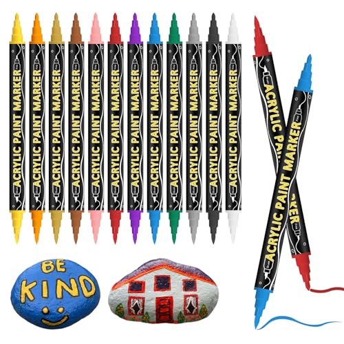 Acrylstifte für Steine Wasserfest, Jsdoin 12 Farben Metallic Permanent Marker Stifte,0.5-5mm Dual Tip Steine Zum Bemalen Acrylmarker für Holz Für DIY Fotoalben,Glas, Papier,Keramik,Steine, Holz Deko Acrylstifte für Steine Wasserfest, Jsdoin 12 Farben Metallic Permanent Marker Stifte,0.5-5mm Dual Tip Steine Zum Bemalen Acrylmarker für Holz Für DIY Fotoalben,Glas, Papier,Keramik,Steine, Holz Deko von Jsdoin