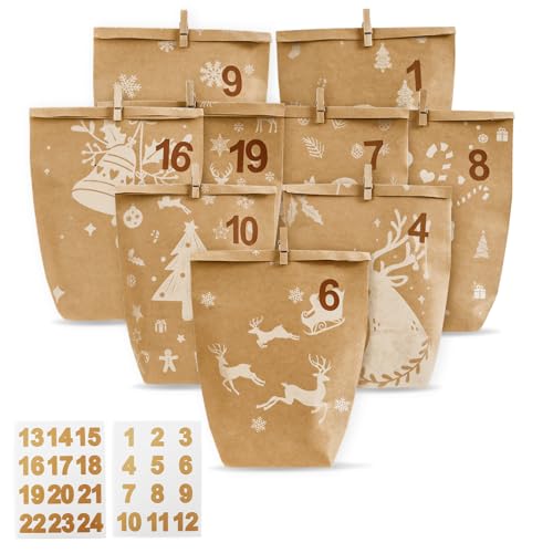Adventskalender zum Befüllen, 24 Weihnachtskalender Geschenk Papiertüten Groß zum Selber Befüllen, adventskalender 2025 zum Befüllen aKraftpapiertüten Advents Tüten- Weihnachten Adventskalender zum Befüllen, 24 Weihnachtskalender Geschenk Papiertüten Groß zum Selber Befüllen, adventskalender 2025 zum Befüllen aKraftpapiertüten Advents Tüten- Weihnachten von Jsdoin