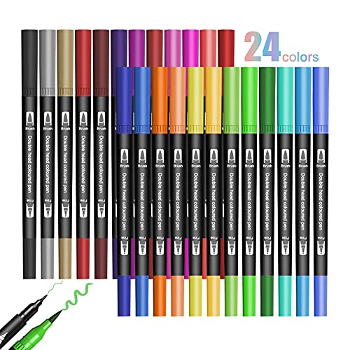 Jsdoin 24 Farben Filzstifte Dual Brush Pinselmarker, Feine Spitze & Pinselspitze Art Dual Brush Pen Set für Zum Ausmalen, Zeichnen, DIY-Projekte, Journaling, Scrapbooking und Schulbedarf Jsdoin 24 Farben Filzstifte Dual Brush Pinselmarker, Feine Spitze & Pinselspitze Art Dual Brush Pen Set für Zum Ausmalen, Zeichnen, DIY-Projekte, Journaling, Scrapbooking und Schulbedarf von Jsdoin