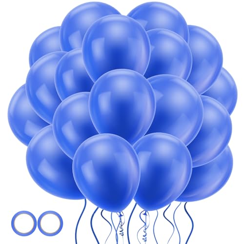 Jsdoin 30,5 cm 100 Packungen blaue Partyballons, blaue Latexballons mit 2 Rollen Ballonband für Geburtstagsparty, Hochzeit, Babyparty, Dekorationen von Jsdoin
