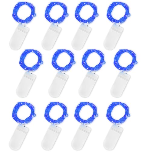 Jsdoin LED Mini Lichterkette mit Batterie, 12x20er Micro Lichterkette außen Batterie, 2M DIY kleine Lichterketten Wasserdicht für Party Hochzeit Weihnachten Beleuchtung Deko (Blau) von Jsdoin