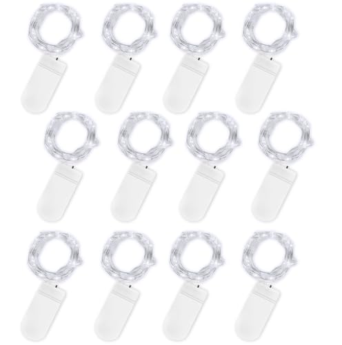 Jsdoin LED Mini Lichterkette mit Batterie, 12x20er Micro Lichterkette außen Batterie, 2M DIY kleine Lichterketten Wasserdicht für Party Hochzeit Weihnachten Beleuchtung Deko (Kaltweiß) von Jsdoin
