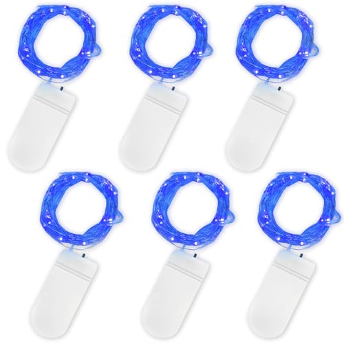 Jsdoin LED Mini Lichterkette mit Batterie, 6x20er Micro Lichterkette außen Batterie, 2M DIY kleine Lichterketten Wasserdicht für Party Hochzeit Weihnachten Beleuchtung Deko (Blau) von Jsdoin