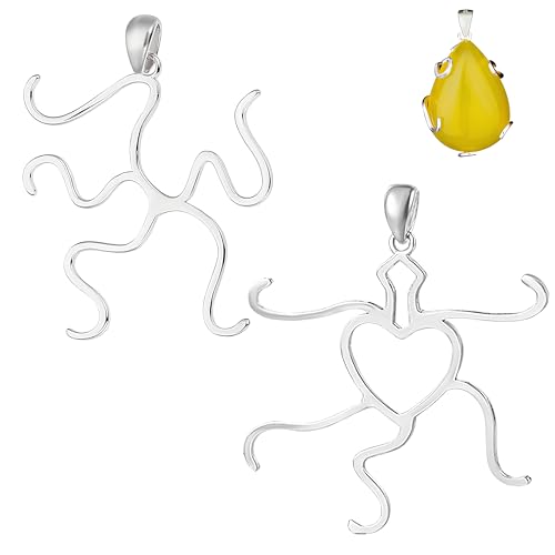 2 Stück Ovaler Handgefertigter Anhänger, Sterling Silber 5 Krallen Zinkenanhänger Rohling, Für Unregelmäßige Steine DIY Halsketten Ohrringe Schmuckh 2 Stück Ovaler Handgefertigter Anhänger, Sterling Silber 5 Krallen Zinkenanhänger Rohling, Für Unregelmäßige Steine DIY Halsketten Ohrringe Schmuckh von Jsleid