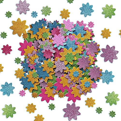 Blume Aufkleber, Glitzer Schaumstoff Aufkleber, Blume Moosgummi Deko für Schultüte, Basteln Sticker für Kinder Scrapbooking Zubehör Kit von Jtnohx