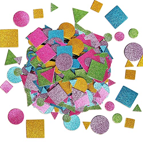 Geometrische Aufkleber, Glitzer Schaumstoff Aufkleber, Geometrische Moosgummi Deko für Schultüte, Basteln Sticker für Kinder Scrapbooking Zubehör Kit von Jtnohx