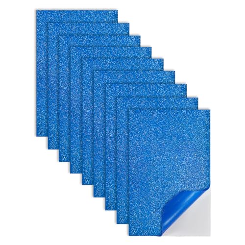 Jtnohx Glitzer Moosgummi Selbstklebend, 9 Bögen Moosgummi Basteln, 17.78×28.7cm EVA Schaumstoff zum Basteln, Klebriger EVA für Bastelarbeiten DIY(Blau) von Jtnohx