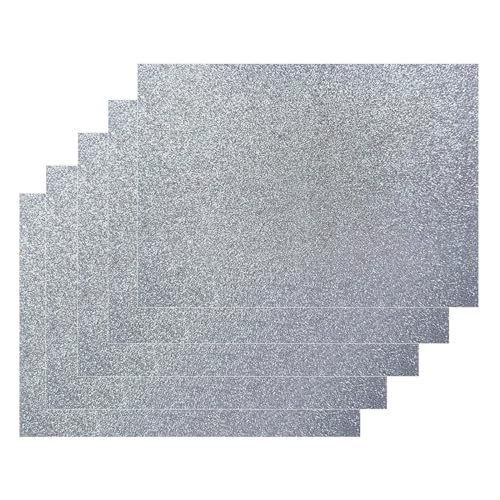 Jtnohx Große Glitter Filz Stoff, 5 Stück Blätter, 30 x 42 cm für Kunsthandwerk, Quadrat für Party, Projekt, Urlaub, Gruß, Festival (Silber) von Jtnohx