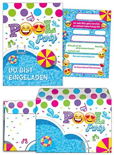 10 Einladungskarten incl. 10 Umschläge Geburtstag Kinder Schwimmbad für Mädchen Jungen Jungs Einladungen Kindergeburtstag Geburtstagseinladungen Set Kartenset Party von JuNa-Experten