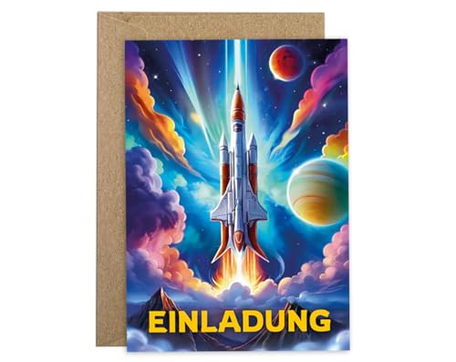 10 Einladungskarten incl. 10 Umschläge zum Kindergeburtstag Jungen Mädchen Rakete coole bunte Einladungen Geburtstag Kinder Jungsgeburtstag Space Kinderparty Geburtstagseinladungen 10 Einladungskarten incl. 10 Umschläge zum Kindergeburtstag Jungen Mädchen Rakete coole bunte Einladungen Geburtstag Kinder Jungsgeburtstag Space Kinderparty Geburtstagseinladungen von JuNa-Experten