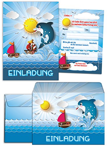 10 Einladungskarten incl. 10 Umschläge zum Kindergeburtstag für Jungen Mädchen Delfin/Umschlag/schöne und bunte Einladungen zum Geburtstag/Geburtstagseinladungen 10 Einladungskarten incl. 10 Umschläge zum Kindergeburtstag für Jungen Mädchen Delfin/Umschlag/schöne und bunte Einladungen zum Geburtstag/Geburtstagseinladungen von JuNa-Experten