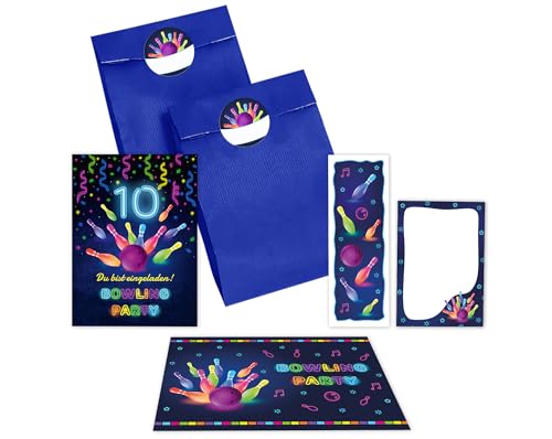 10 Einladungskarten zum 10. Kindergeburtstag Bowling Kegeln Jungen Mädchen Einladung zehnte Geburtstag incl. 10 Umschläge, 10 Partytüten/blau, 10 Aufkleber, 10 Lesezeichen, 10 Mini-Notizblöcke 10 Einladungskarten zum 10. Kindergeburtstag Bowling Kegeln Jungen Mädchen Einladung zehnte Geburtstag incl. 10 Umschläge, 10 Partytüten/blau, 10 Aufkleber, 10 Lesezeichen, 10 Mini-Notizblöcke von JuNa-Experten