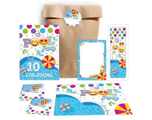 10 Einladungskarten zum 10. Kindergeburtstag Schwimmbad Jungen Mädchen Einladung zehnte Geburtstag incl. 10 Umschläge, 10 Partytüten/natur, 10 Aufkleber, 10 Lesezeichen, 10 Mini-Notizblöcke 10 Einladungskarten zum 10. Kindergeburtstag Schwimmbad Jungen Mädchen Einladung zehnte Geburtstag incl. 10 Umschläge, 10 Partytüten/natur, 10 Aufkleber, 10 Lesezeichen, 10 Mini-Notizblöcke von JuNa-Experten