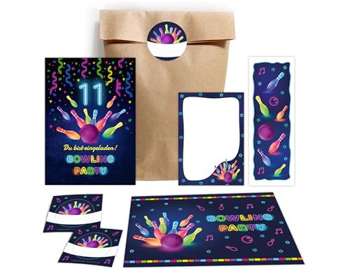 10 Einladungskarten zum 11. Kindergeburtstag Bowling Kegeln Jungen Mädchen Einladung elfte Geburtstag incl. 10 Umschläge, 10 Partytüten/natur, 10 Aufkleber, 10 Lesezeichen, 10 Mini-Notizblöcke 10 Einladungskarten zum 11. Kindergeburtstag Bowling Kegeln Jungen Mädchen Einladung elfte Geburtstag incl. 10 Umschläge, 10 Partytüten/natur, 10 Aufkleber, 10 Lesezeichen, 10 Mini-Notizblöcke von JuNa-Experten