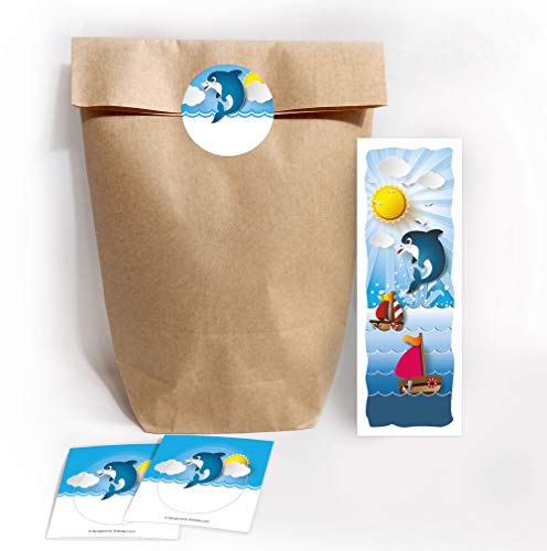 10 Lesezeichen + 10 Geschenktüten/Natur + 10 Aufkleber Delfin Mitgebsel Gastgeschenk beim Kindergeburtstag Mädchen Jungen 10 Lesezeichen + 10 Geschenktüten/Natur + 10 Aufkleber Delfin Mitgebsel Gastgeschenk beim Kindergeburtstag Mädchen Jungen von JuNa-Experten