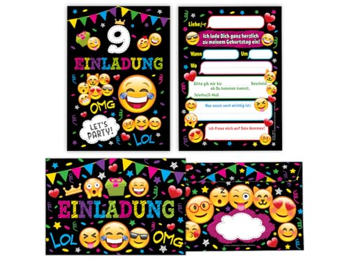 12 Einladungskarten incl. 12 Umschläge 9. Kindergeburtstag Mädchen Jungen coole Einladungen neunte Geburtstag Mädchengeburtstag Jungsgeburtstag von JuNa-Experten