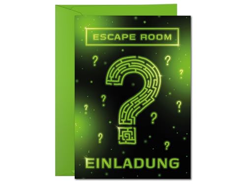 12 Einladungskarten incl. 12 Umschläge Kindergeburtstag Escape Room Mädchen Jungen Jungs coole Einladungen Geburtstag Kinder Jungsgeburtstag Mädchengeburtstag Detektiv Geburtstagseinladungen grün 12 Einladungskarten incl. 12 Umschläge Kindergeburtstag Escape Room Mädchen Jungen Jungs coole Einladungen Geburtstag Kinder Jungsgeburtstag Mädchengeburtstag Detektiv Geburtstagseinladungen grün von JuNa-Experten