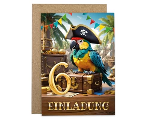 12 Einladungskarten incl. 12 Umschläge zum 6. Kindergeburtstag Jungen Mädchen Pirat Piraten-Party coole bunte Einladungen sechste Geburtstag Kinder Jungsgeburtstag Schatzsuche Geburtstagseinladungen 12 Einladungskarten incl. 12 Umschläge zum 6. Kindergeburtstag Jungen Mädchen Pirat Piraten-Party coole bunte Einladungen sechste Geburtstag Kinder Jungsgeburtstag Schatzsuche Geburtstagseinladungen von JuNa-Experten