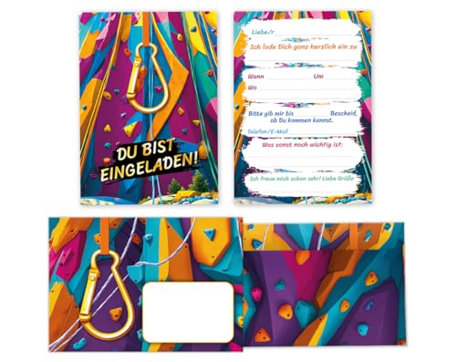 JuNa-Experten 12 Einladungskarten zum Kindergeburtstag Klettern – Kletterpark Einladungen für Jungen und Mädchen, Bunte Geburtstagseinladungen inkl. 12 Umschläge von JuNa-Experten