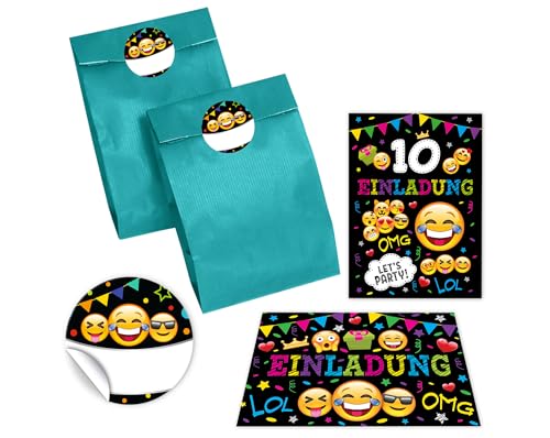 12 Einladungskarten zum 10. Kindergeburtstag Mädchen Jungen Einladungen zehnte Geburtstag incl. 12 Umschläge, 12 Partytüten/petrol, 12 Aufkleber 12 Einladungskarten zum 10. Kindergeburtstag Mädchen Jungen Einladungen zehnte Geburtstag incl. 12 Umschläge, 12 Partytüten/petrol, 12 Aufkleber von JuNa-Experten