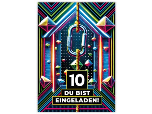 12 Einladungskarten zum 10. Kindergeburtstag Mädchen Jungen Klettern Kletterpark coole bunte Einladungen zehnte Geburtstag 12 Einladungskarten zum 10. Kindergeburtstag Mädchen Jungen Klettern Kletterpark coole bunte Einladungen zehnte Geburtstag von JuNa-Experten