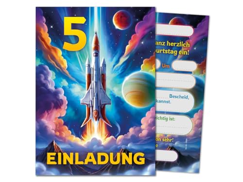 12 Einladungskarten zum 5. Kindergeburtstag Jungen Jungs Mädchen Rakete coole bunte Einladungen fünfte Geburtstag Kinder Jungsgeburtstag Space Kinderparty Geburtstagseinladungen 12 Einladungskarten zum 5. Kindergeburtstag Jungen Jungs Mädchen Rakete coole bunte Einladungen fünfte Geburtstag Kinder Jungsgeburtstag Space Kinderparty Geburtstagseinladungen von JuNa-Experten