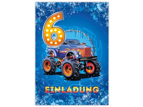 12 Einladungskarten zum 6. Kindergeburtstag Jungen Auto Monster-Truck coole Einladungen sechste Geburtstag Jungsgeburtstag 12 Einladungskarten zum 6. Kindergeburtstag Jungen Auto Monster-Truck coole Einladungen sechste Geburtstag Jungsgeburtstag von JuNa-Experten