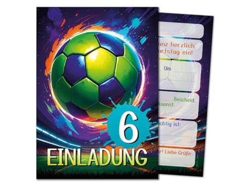 12 Einladungskarten zum 6. Kindergeburtstag Jungen Jungs Mädchen Fussball Fußball coole bunte Einladungen sechste Geburtstag Kinder Jungsgeburtstag Soccer Kinderparty Teens Geburtstagseinladungen 12 Einladungskarten zum 6. Kindergeburtstag Jungen Jungs Mädchen Fussball Fußball coole bunte Einladungen sechste Geburtstag Kinder Jungsgeburtstag Soccer Kinderparty Teens Geburtstagseinladungen von JuNa-Experten