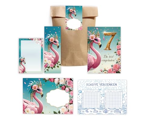 12 Einladungskarten zum 7. Kindergeburtstag Mädchen Flamingo Einladungen siebte Geburtstag incl. 12 Umschläge, 12 Tüten/natur, 12 Aufkleber, 12 Lesezeichen, 12 Blöcke, 12 Schiffe versenken 12 Einladungskarten zum 7. Kindergeburtstag Mädchen Flamingo Einladungen siebte Geburtstag incl. 12 Umschläge, 12 Tüten/natur, 12 Aufkleber, 12 Lesezeichen, 12 Blöcke, 12 Schiffe versenken von JuNa-Experten