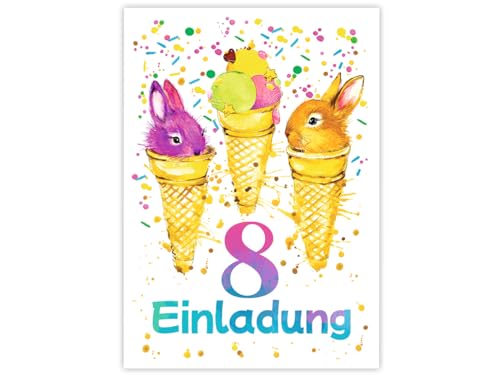 12 Einladungskarten zum 8. Kindergeburtstag Mädchen Jungen Kaninchen coole Einladungen achte Geburtstag Mädchengeburtstag Jungsgeburtstag 12 Einladungskarten zum 8. Kindergeburtstag Mädchen Jungen Kaninchen coole Einladungen achte Geburtstag Mädchengeburtstag Jungsgeburtstag von JuNa-Experten